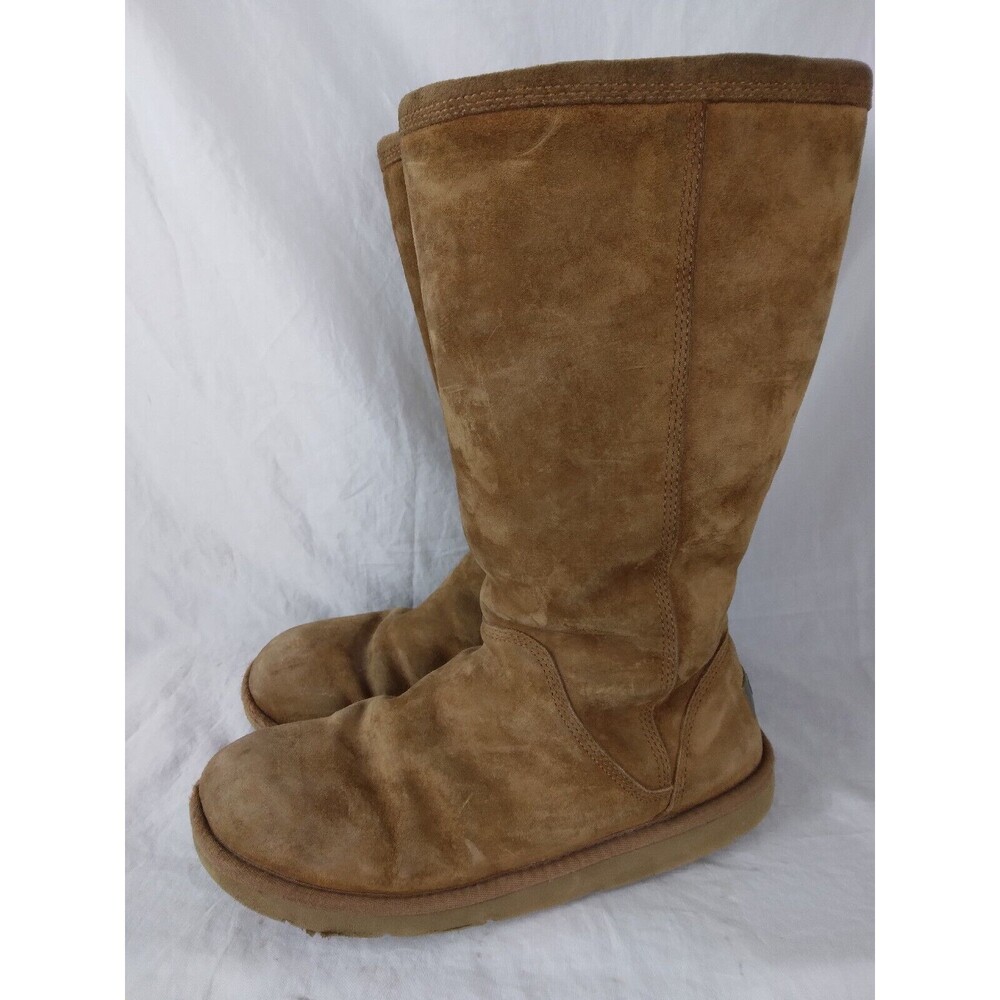 UGG Australia Kenly 1890 Winter Tall Chestnut Suede Side Zip Boots Womens Size 9 - Picture 6 of 13